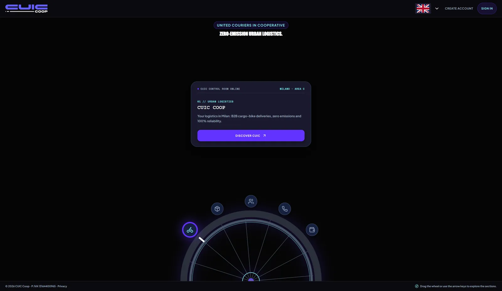 Home della nuova piattaforma CUIC su desktop