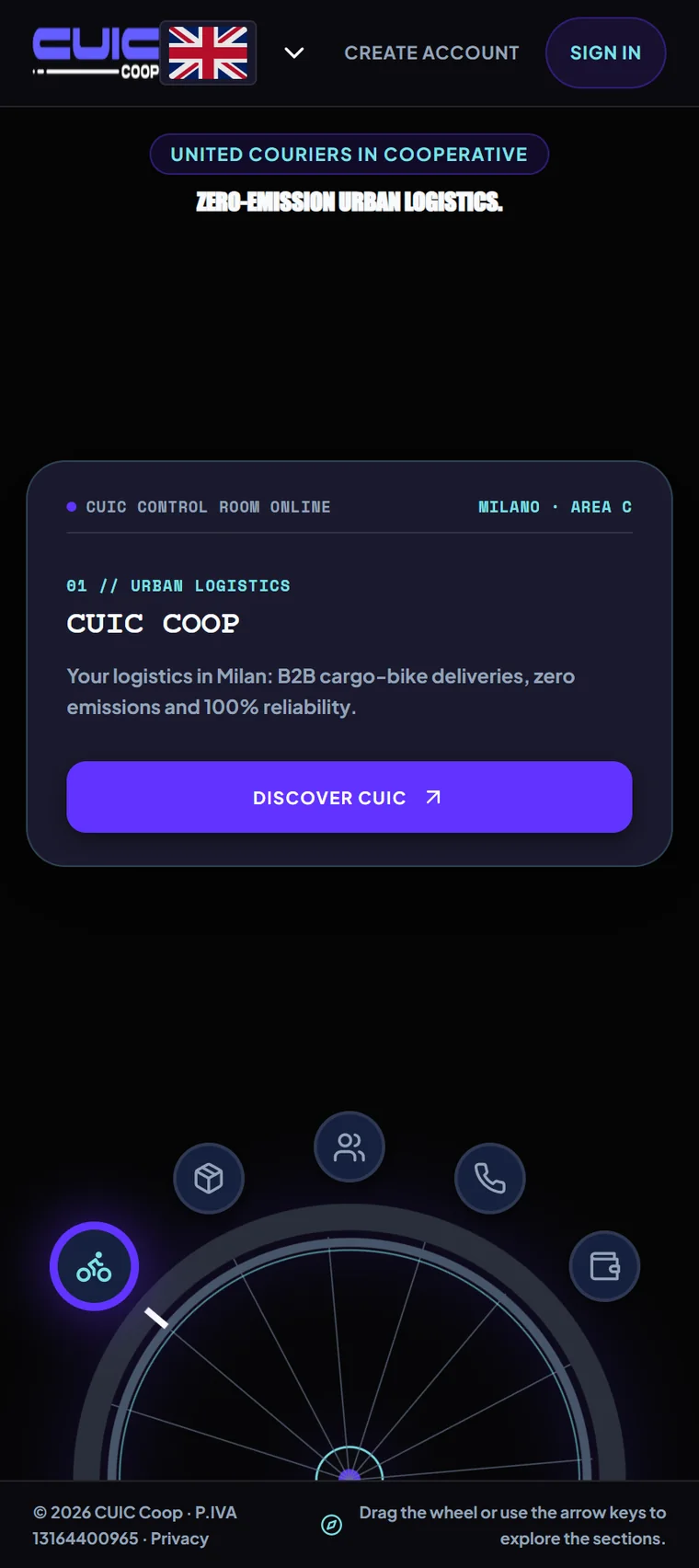 Home della nuova piattaforma CUIC su smartphone