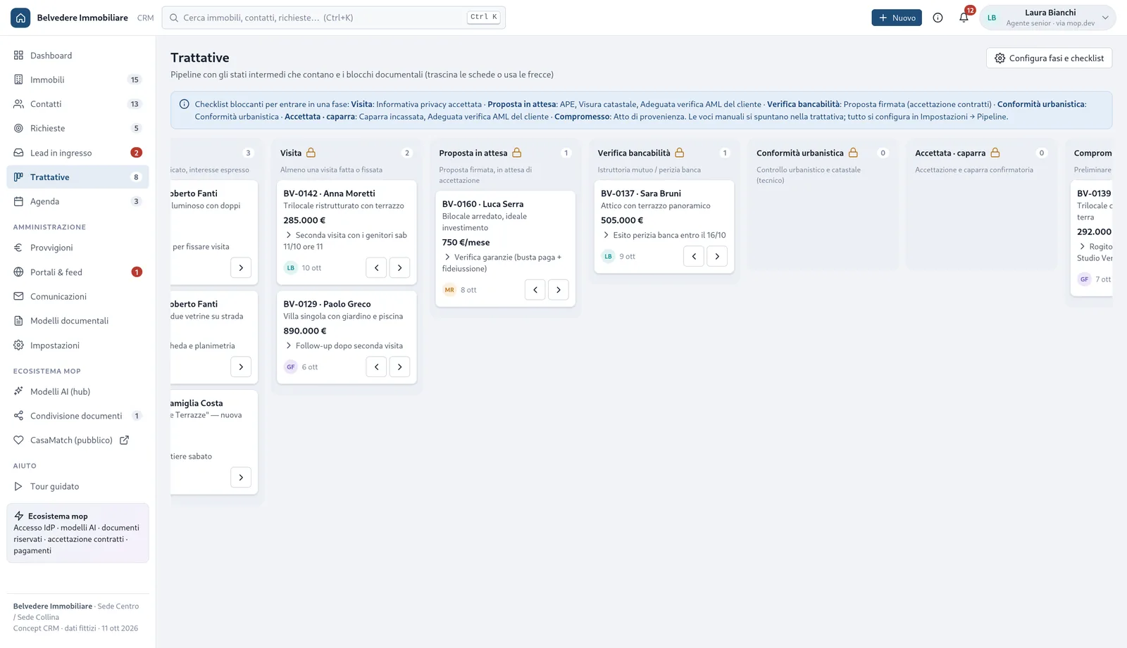 The negotiation kanban with locks on the phases that have blocking items
